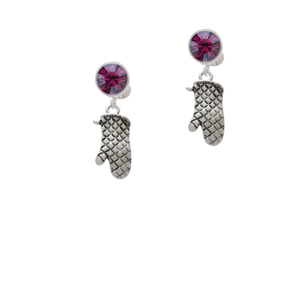 Oven Mitt Crystal Clip On Earrings Image 1