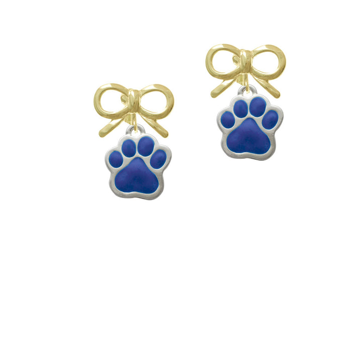 Large Royal Blue Paw Crystal Clip On Earrings Image 10