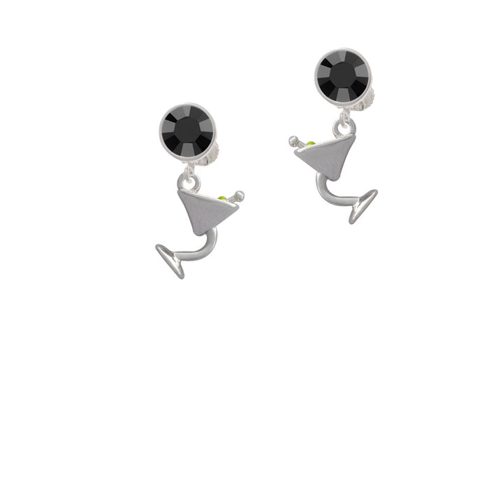 Martini Drink with Olive Crystal Clip On Earrings Image 3