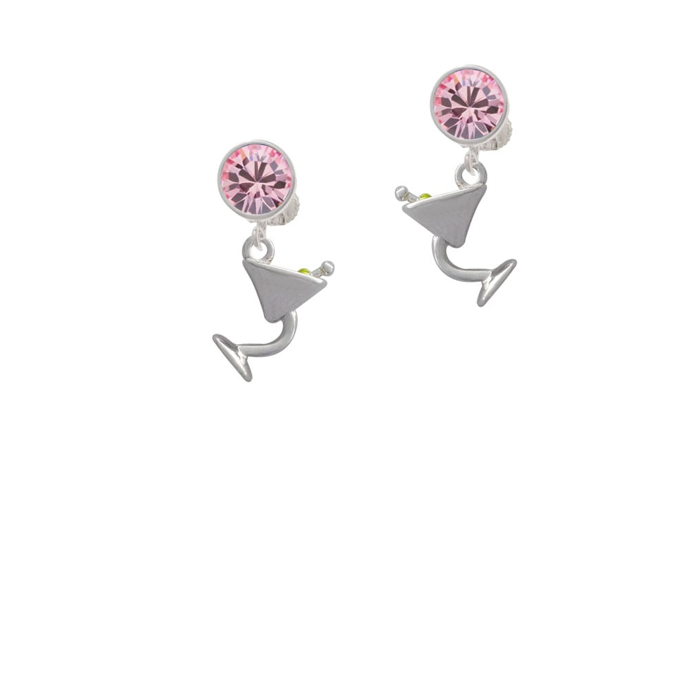 Martini Drink with Olive Crystal Clip On Earrings Image 4