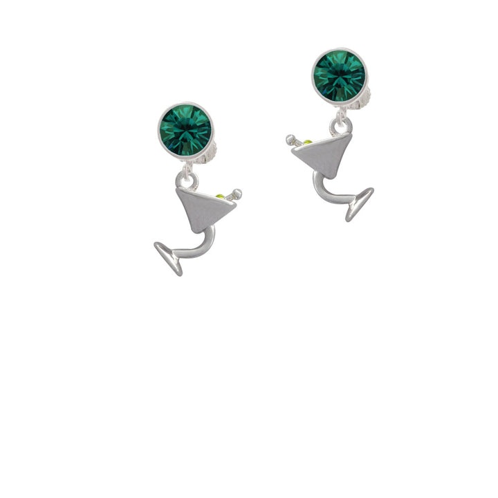 Martini Drink with Olive Crystal Clip On Earrings Image 6