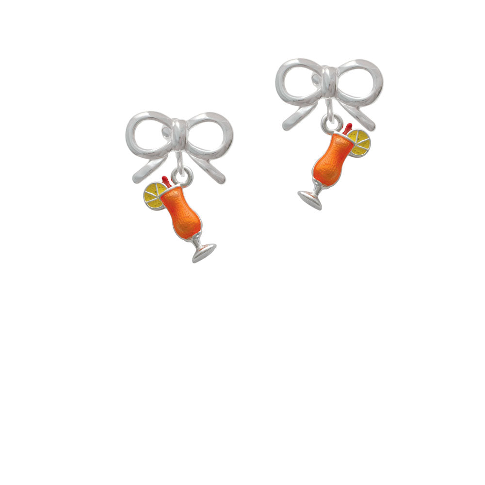 3-D Orange Tropical Drink Crystal Clip On Earrings Image 9