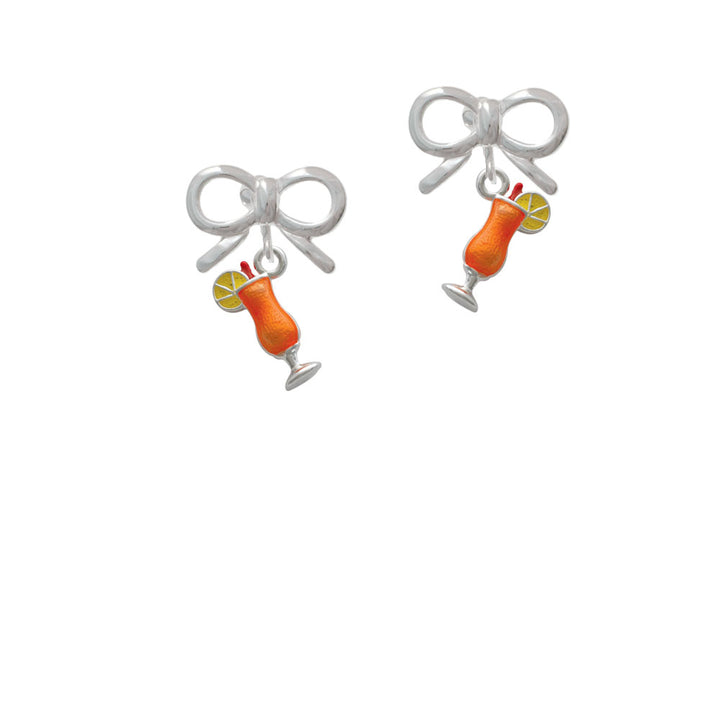 3-D Orange Tropical Drink Crystal Clip On Earrings Image 9