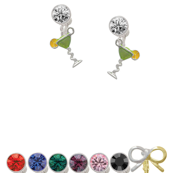 Tropical Drink - Lime Green Crystal Clip On Earrings Image 1