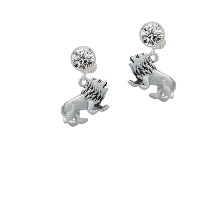 3-D Lion Crystal Clip On Earrings Image 2