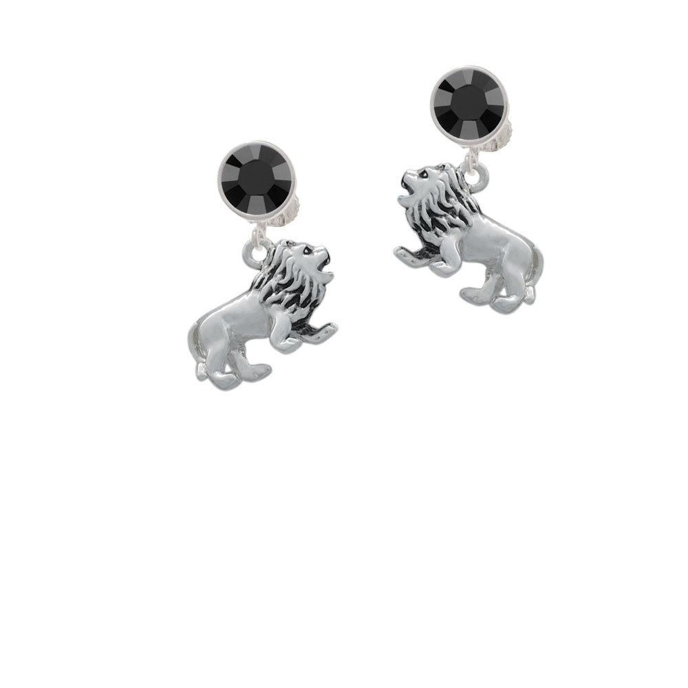 3-D Lion Crystal Clip On Earrings Image 3