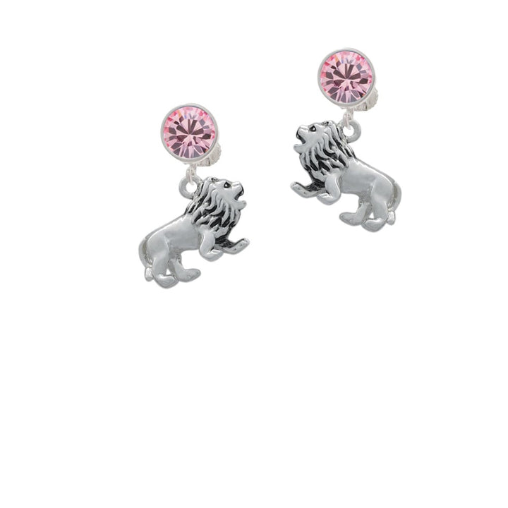 3-D Lion Crystal Clip On Earrings Image 1