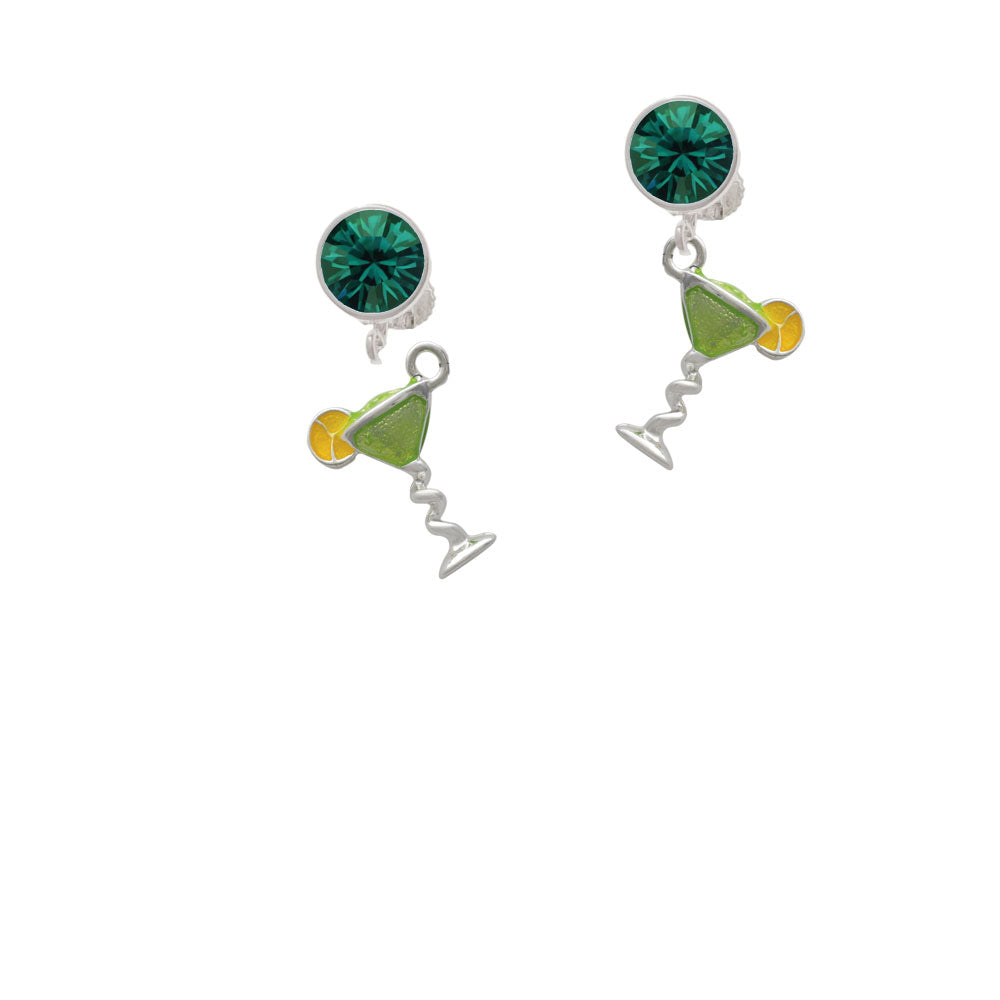 Tropical Drink - Lime Green Crystal Clip On Earrings Image 6