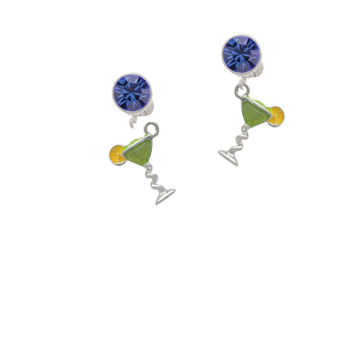 Tropical Drink - Lime Green Crystal Clip On Earrings Image 7