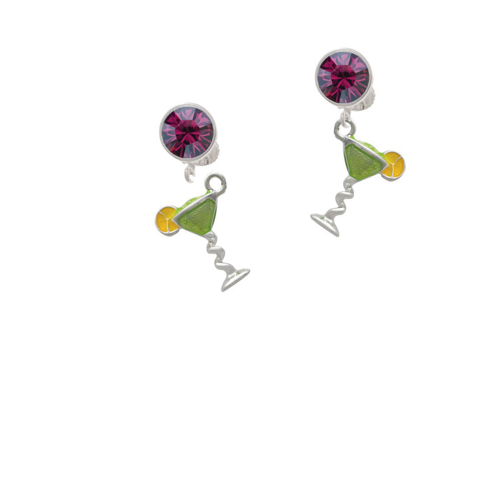 Tropical Drink - Lime Green Crystal Clip On Earrings Image 8