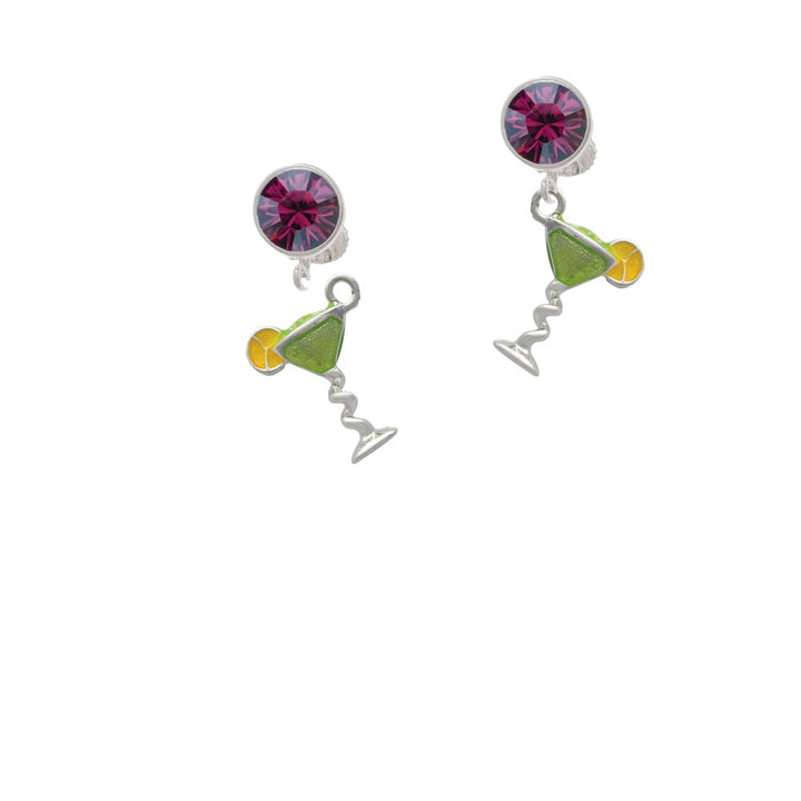 Tropical Drink - Lime Green Crystal Clip On Earrings Image 1