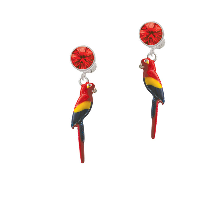 3-D Enamel Parrot Crystal Clip On Earrings Image 4