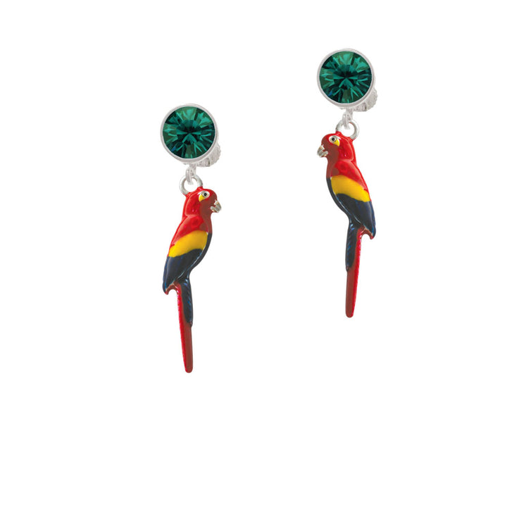 3-D Enamel Parrot Crystal Clip On Earrings Image 6