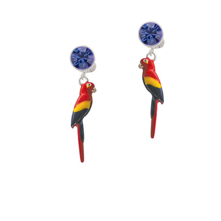 3-D Enamel Parrot Crystal Clip On Earrings Image 7