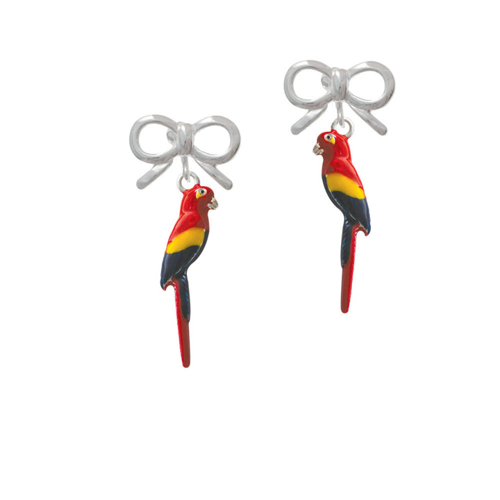 3-D Enamel Parrot Crystal Clip On Earrings Image 9