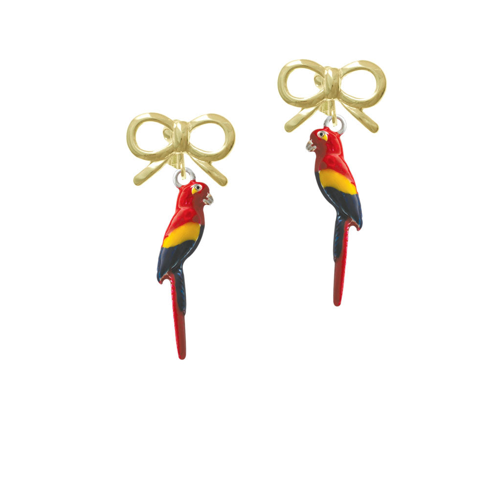 3-D Enamel Parrot Crystal Clip On Earrings Image 10