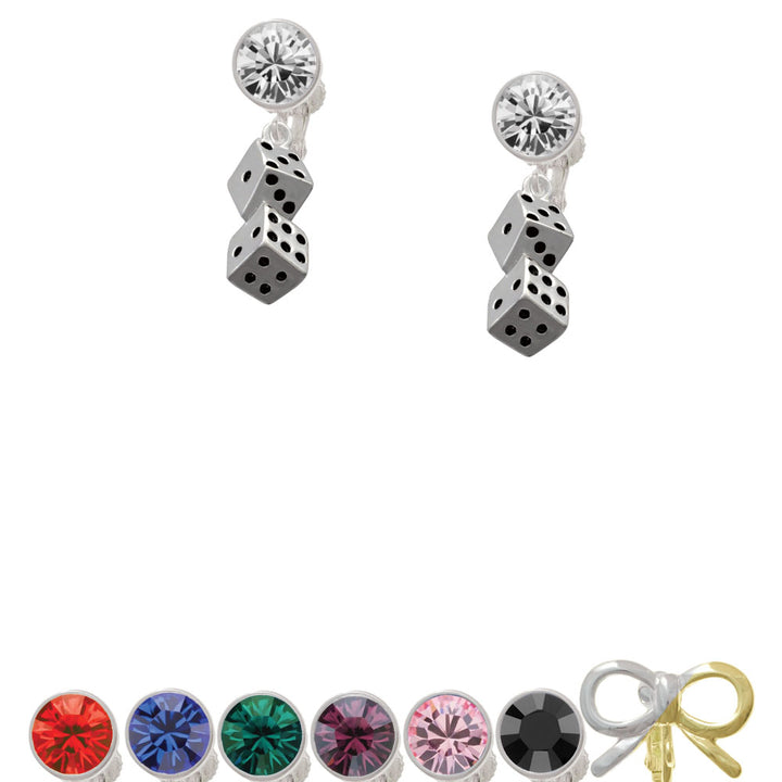 Pair of Dice Crystal Clip On Earrings Image 1