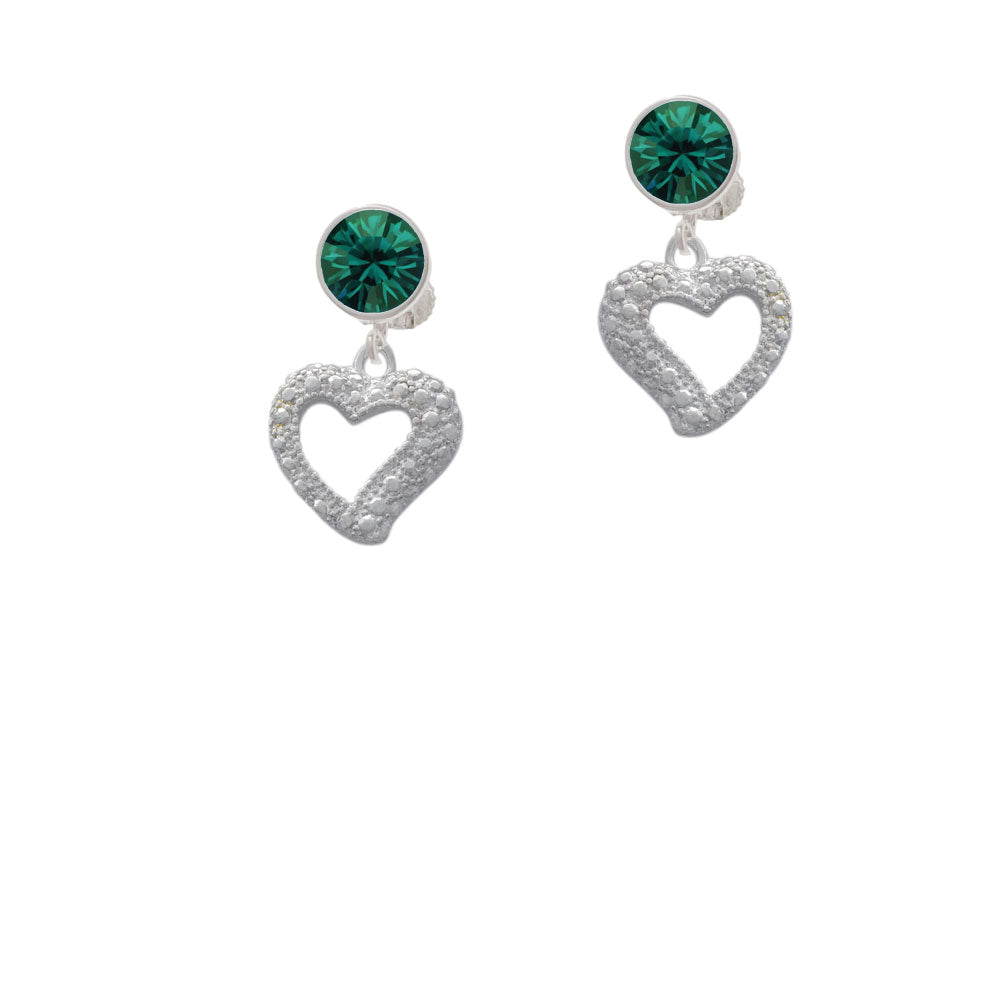 Textured Open Heart Crystal Clip On Earrings Image 6