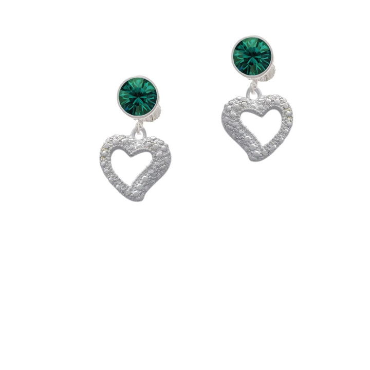 Textured Open Heart Crystal Clip On Earrings Image 1