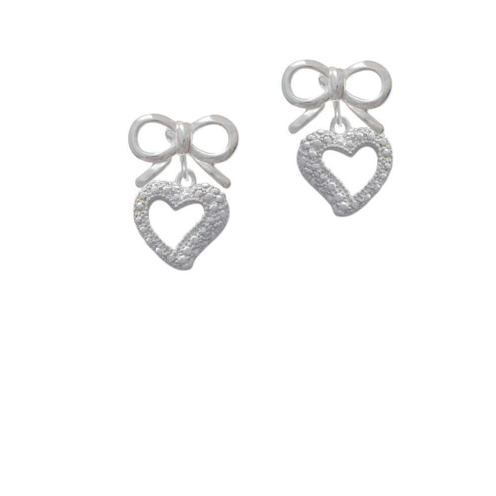 Textured Open Heart Crystal Clip On Earrings Image 9