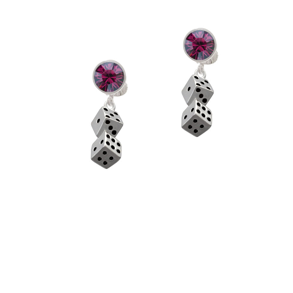 Pair of Dice Crystal Clip On Earrings Image 8