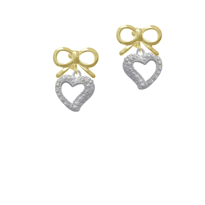 Textured Open Heart Crystal Clip On Earrings Image 10