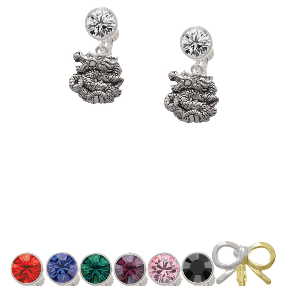 Chinese Dragon Crystal Clip On Earrings Image 1