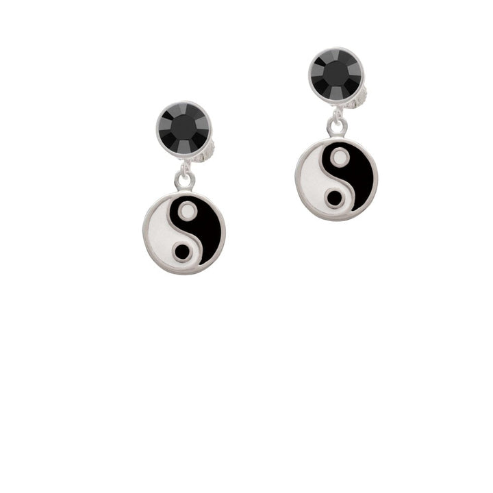 Enamel Yin and Yang Crystal Clip On Earrings Image 3