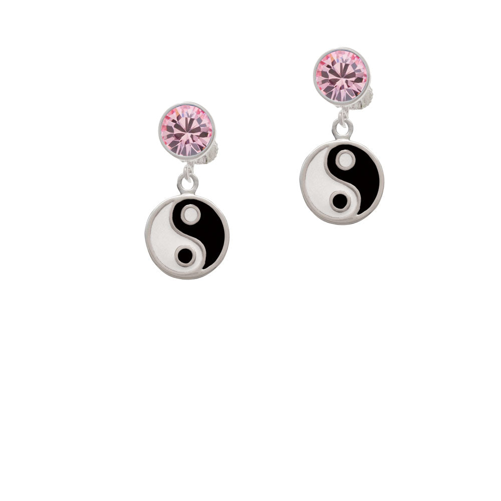 Enamel Yin and Yang Crystal Clip On Earrings Image 4