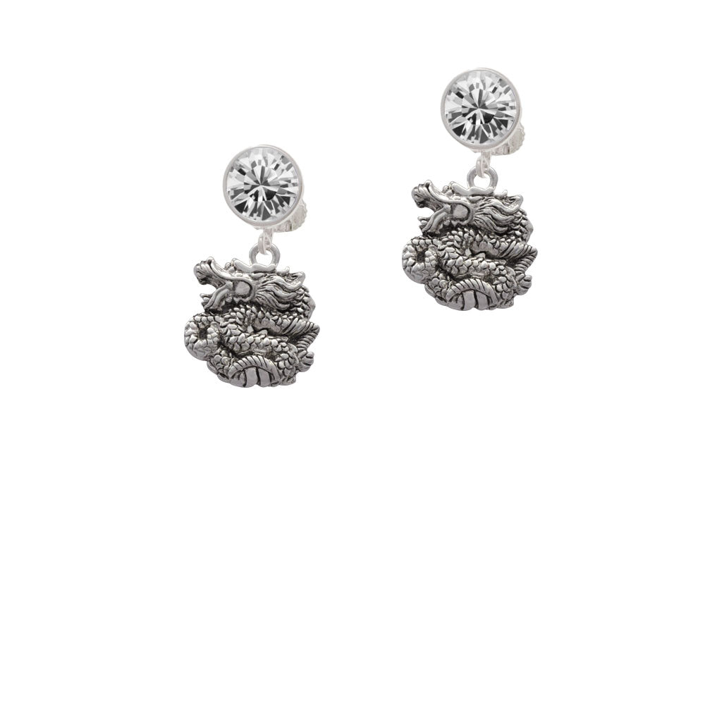 Chinese Dragon Crystal Clip On Earrings Image 2