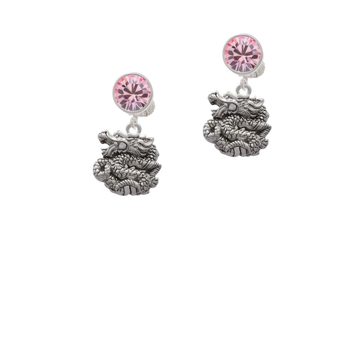 Chinese Dragon Crystal Clip On Earrings Image 4