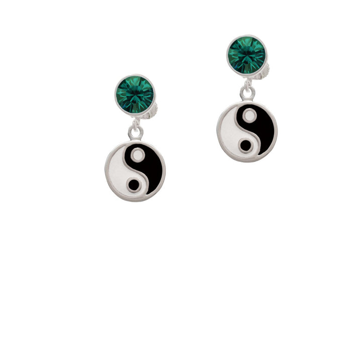 Enamel Yin and Yang Crystal Clip On Earrings Image 6