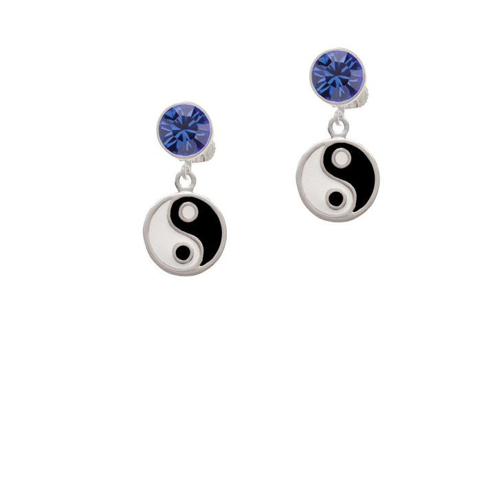 Enamel Yin and Yang Crystal Clip On Earrings Image 7