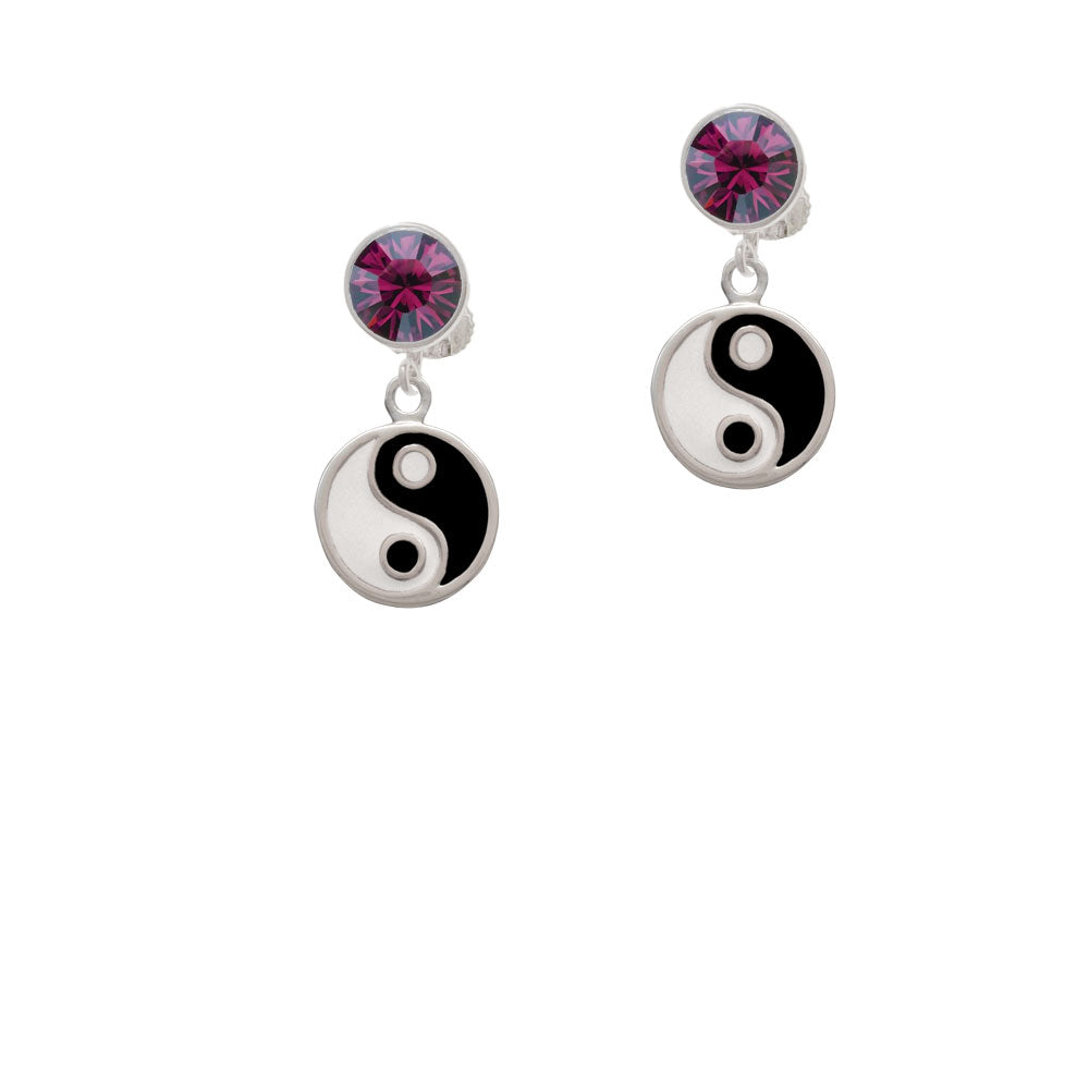 Enamel Yin and Yang Crystal Clip On Earrings Image 8