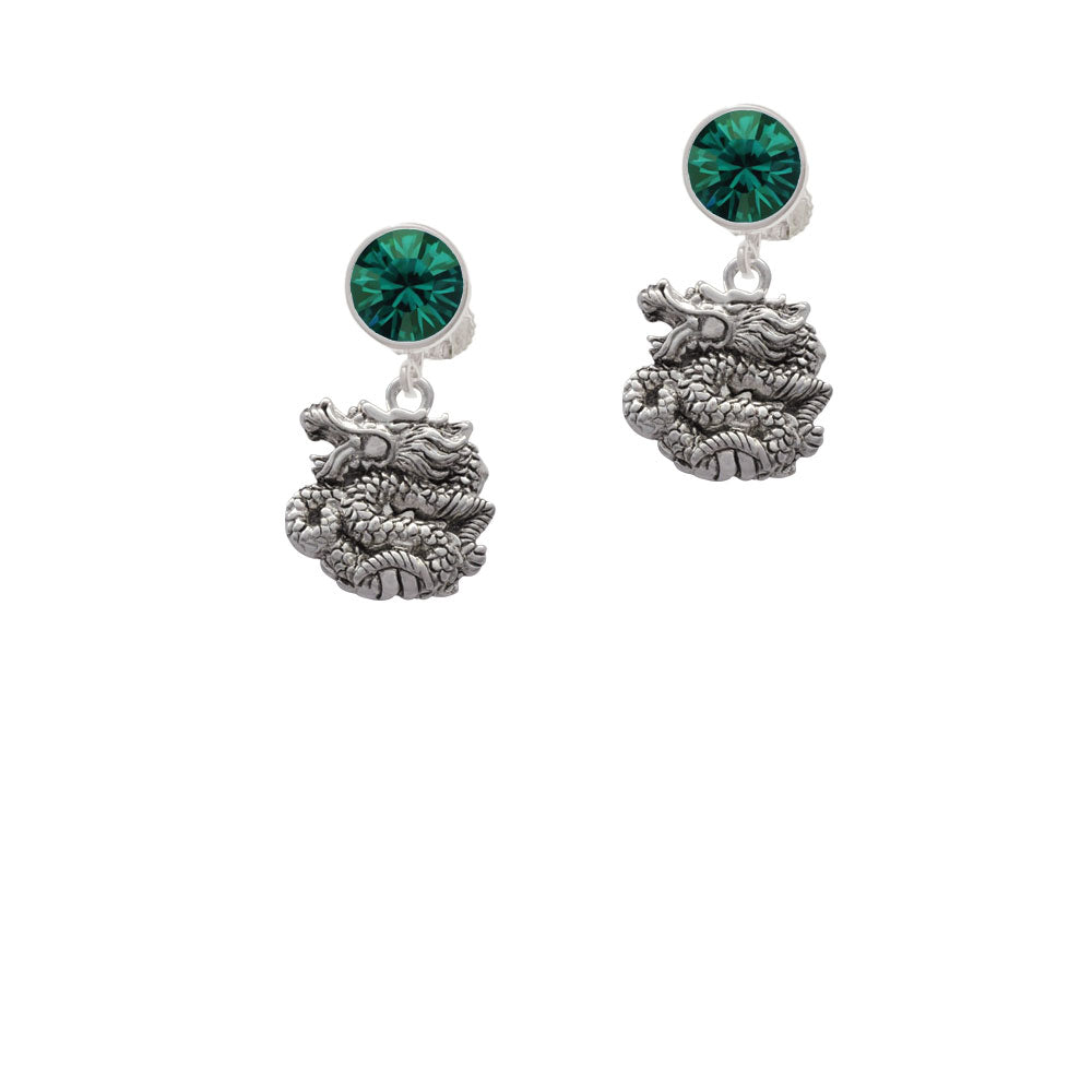 Chinese Dragon Crystal Clip On Earrings Image 6