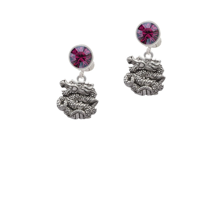 Chinese Dragon Crystal Clip On Earrings Image 8