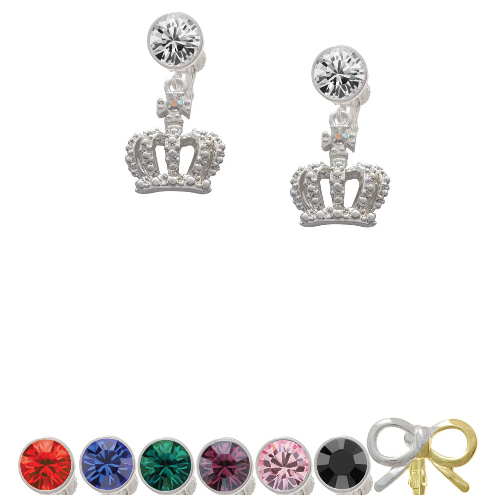 Crown with AB Crystal Crystal Clip On Earrings Image 1