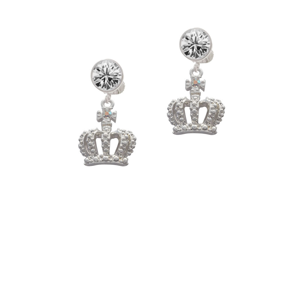 Crown with AB Crystal Crystal Clip On Earrings Image 2