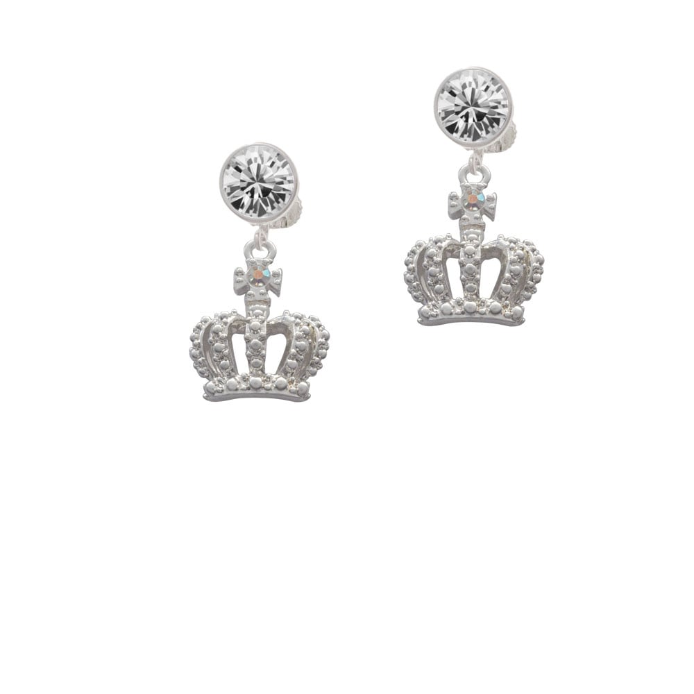 Crown with AB Crystal Crystal Clip On Earrings Image 1