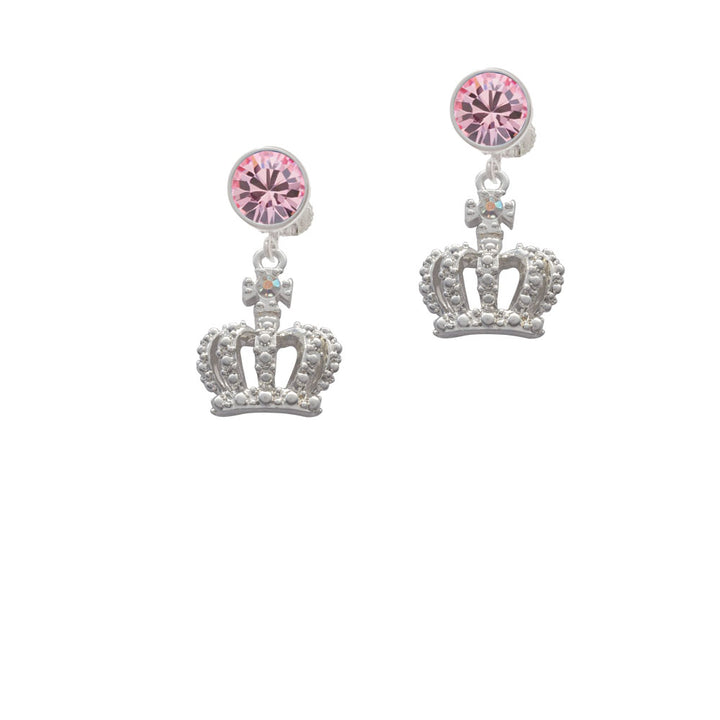 Crown with AB Crystal Crystal Clip On Earrings Image 4