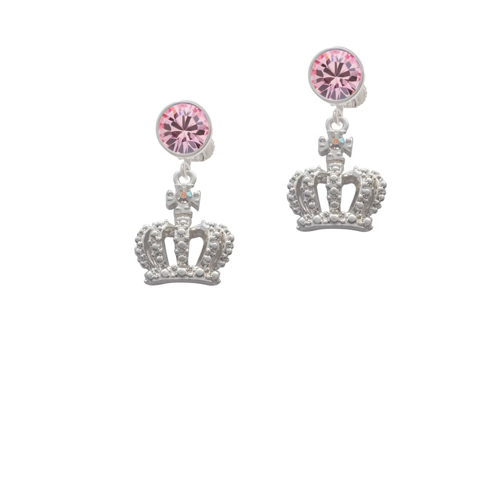 Crown with AB Crystal Crystal Clip On Earrings Image 1