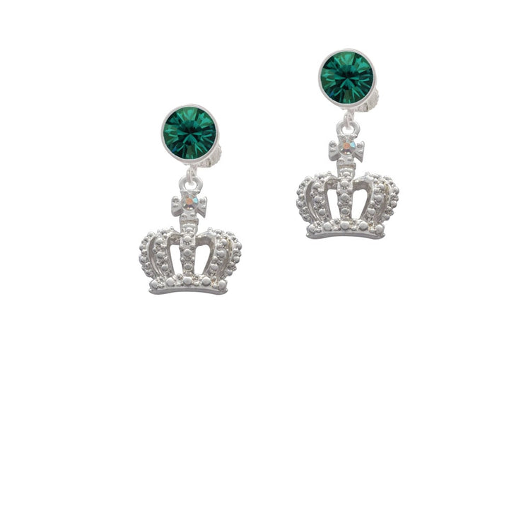 Crown with AB Crystal Crystal Clip On Earrings Image 1