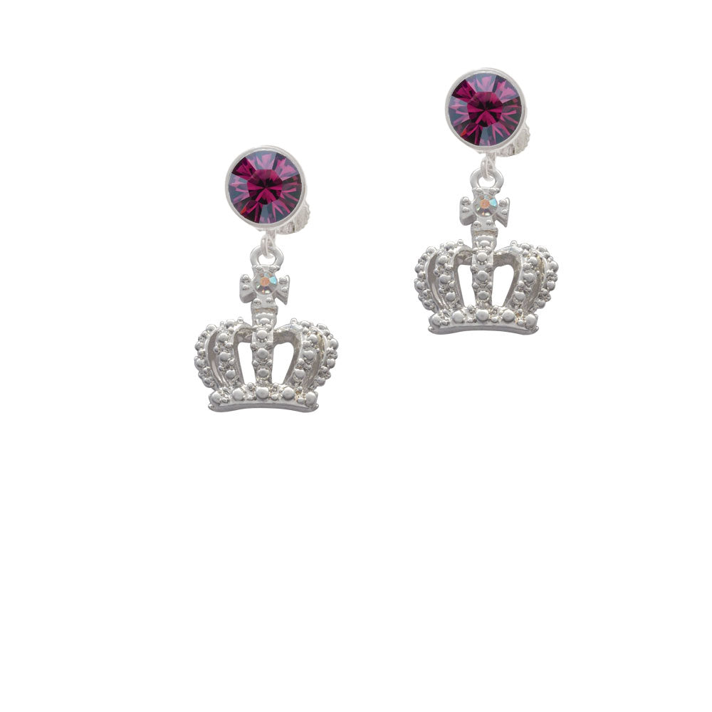 Crown with AB Crystal Crystal Clip On Earrings Image 8