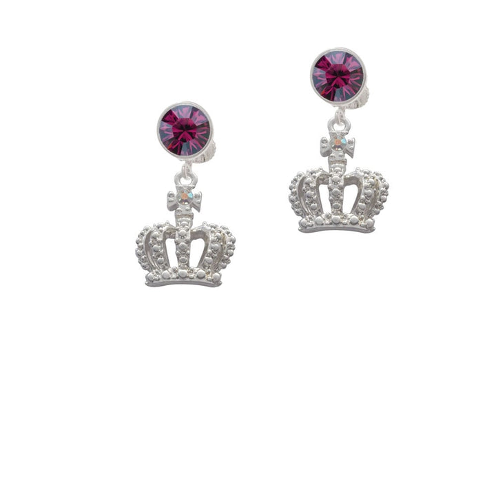 Crown with AB Crystal Crystal Clip On Earrings Image 1