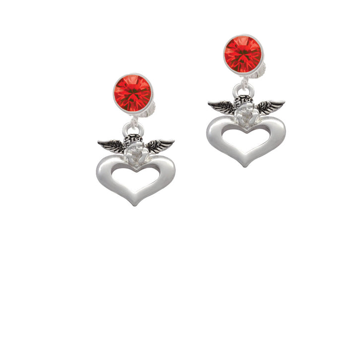 Guardian Angel over Heart Crystal Clip On Earrings Image 4