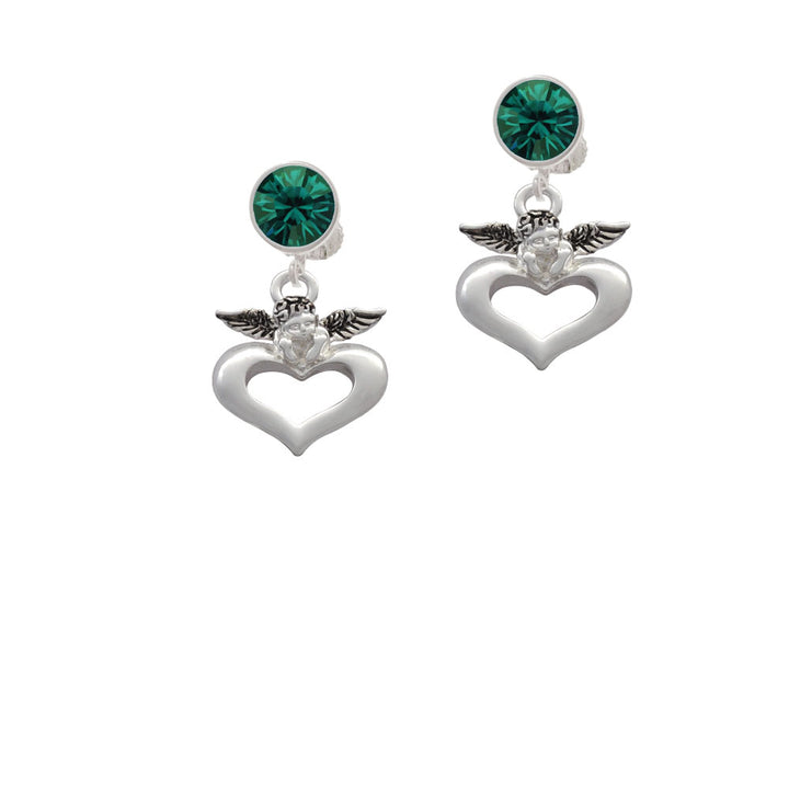 Guardian Angel over Heart Crystal Clip On Earrings Image 6