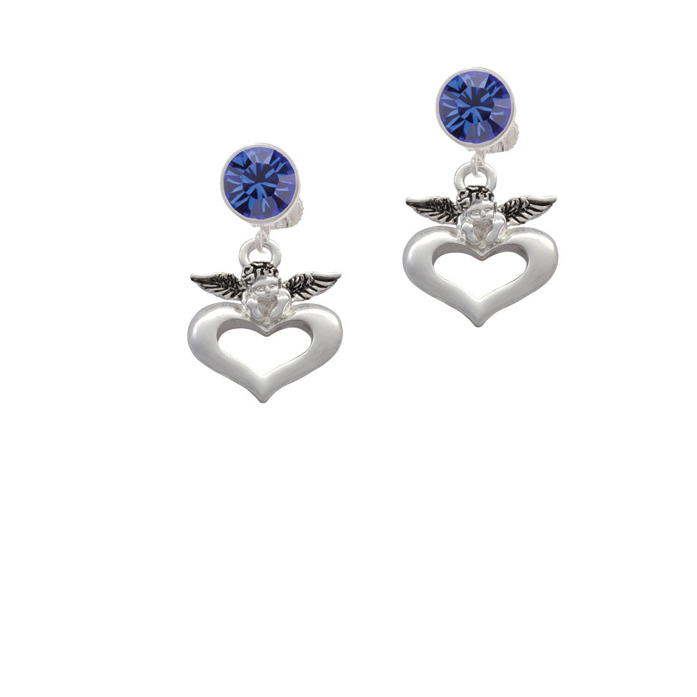 Guardian Angel over Heart Crystal Clip On Earrings Image 7