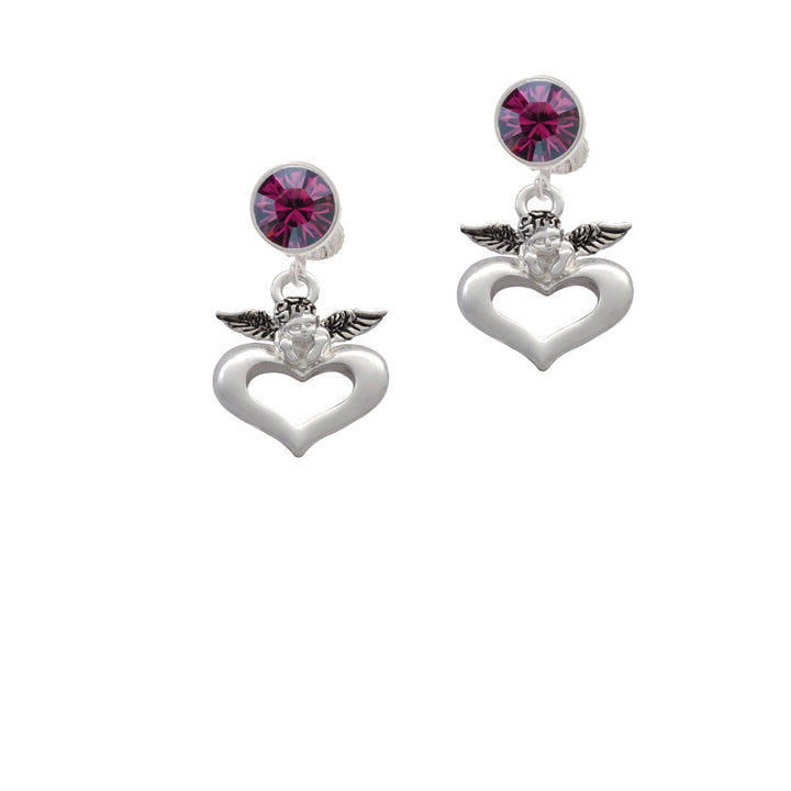 Guardian Angel over Heart Crystal Clip On Earrings Image 8