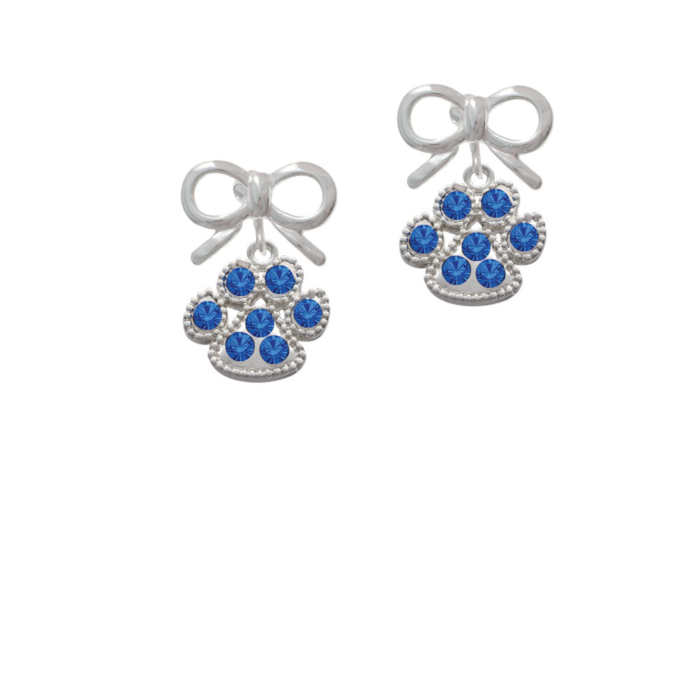 Large Paw with Blue Crystals Crystal Clip On Earrings Image 9