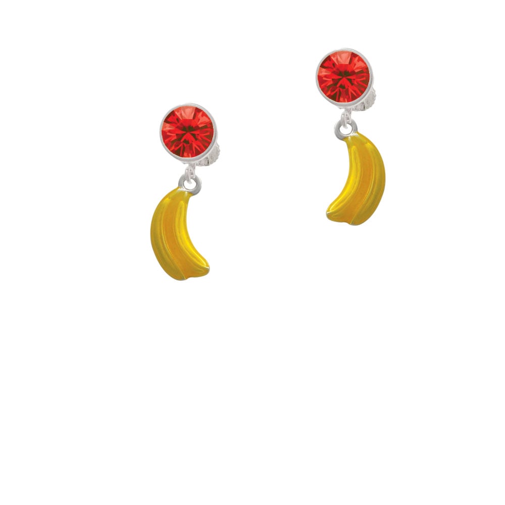 3-D Yellow Enamel Bananas Crystal Clip On Earrings Image 4